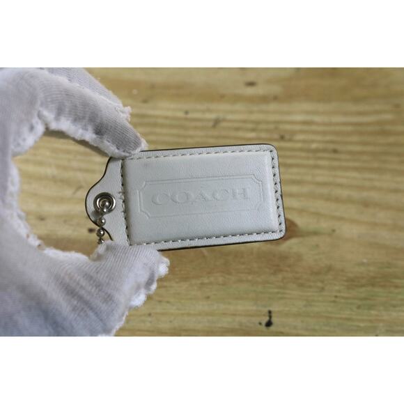 Coach Hang Tag Vintage White Leather Replacement Bag Purse 3" - Picture 2 of 6
